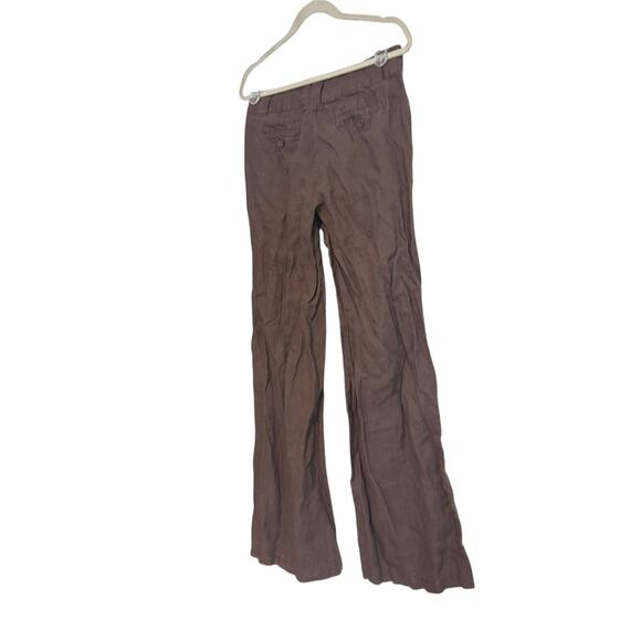 London Jean Marisa Fit 100% Linen Chino Pants Womens Sz 4 Mocha Brown Wide Leg - Picture 4 of 14